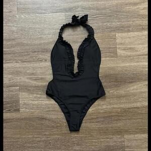 SHEIN Small Women’s Frill Plunging One-Piece Swimsuit NEW